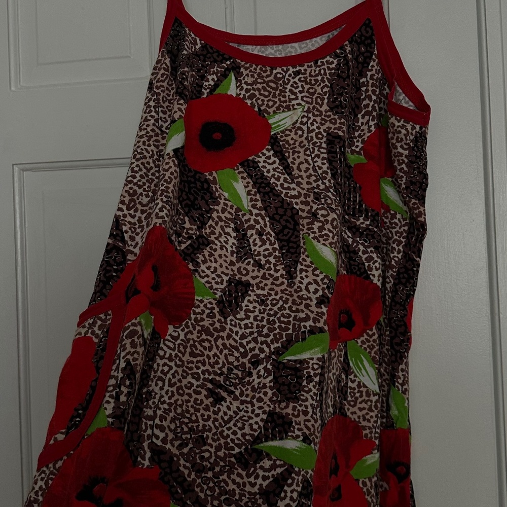 Bold Floral & Animal Print Slip Dress – Size Unknown